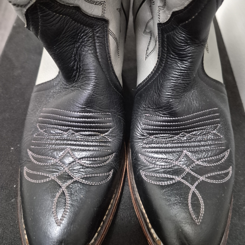 Men's Boulet Black and Gray Two-Tone Western Leather Boots